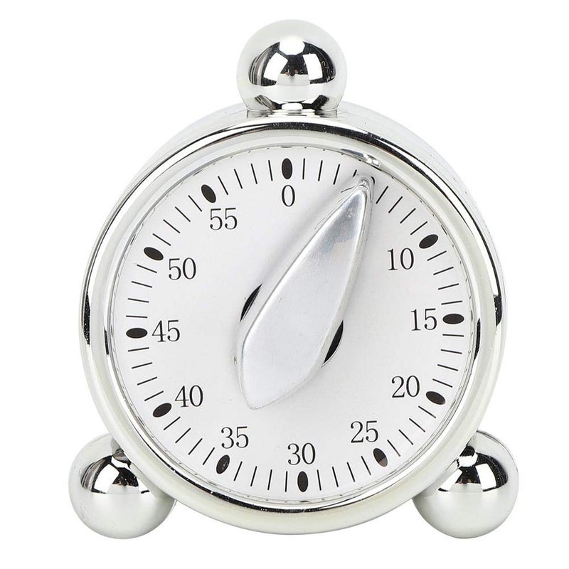 woobles Baking Timer Mechanical Cooking Reminder 60 Minute Kitchen Timer, Silver - Image 1